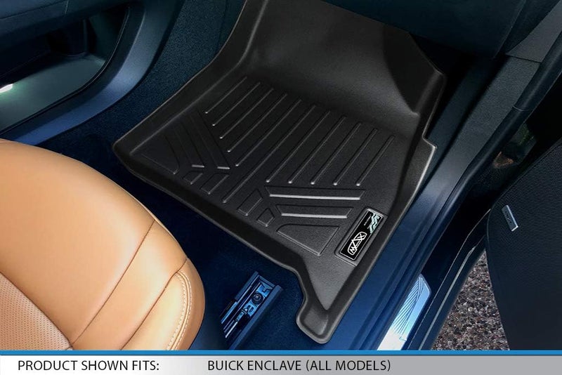 SMARTLINER Custom Fit Floor Mats 3 Row Liner Set Black for 2018-2019 Buick Enclave with 2nd Row Bucket Seats - Image 3