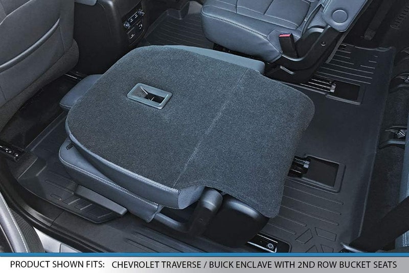 SMARTLINER Custom Fit Floor Mats 3 Row Liner Set Black for 2018-2019 Buick Enclave with 2nd Row Bucket Seats - Image 4