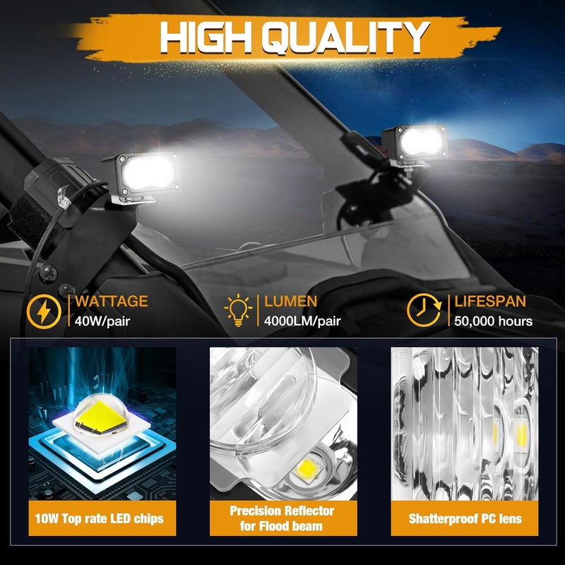 Niking Auto ضوء كبسولات LED، 2 قطعة 3 بوصة 40 واط للدراجات النارية للقيادة على الطرق الوعرة أضواء ضباب فائقة السطوع فيضان LED ضوء مطاردة ضوء خندق مكعبات عمل لمصابيح الشاحنات والمركبات الرياضية متعددة الاستخدامات والمركبات الرباعية والجرارات والشاحنات الصغيرة - Image 3