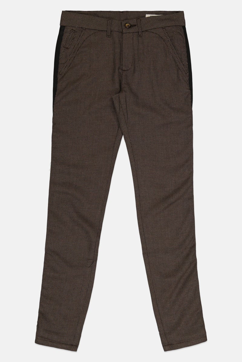 Reiko Women Cigarette Fit Houndstooth Print Chino Pants, Brown - Image 3