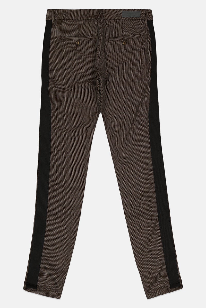 Reiko Women Cigarette Fit Houndstooth Print Chino Pants, Brown - Image 2