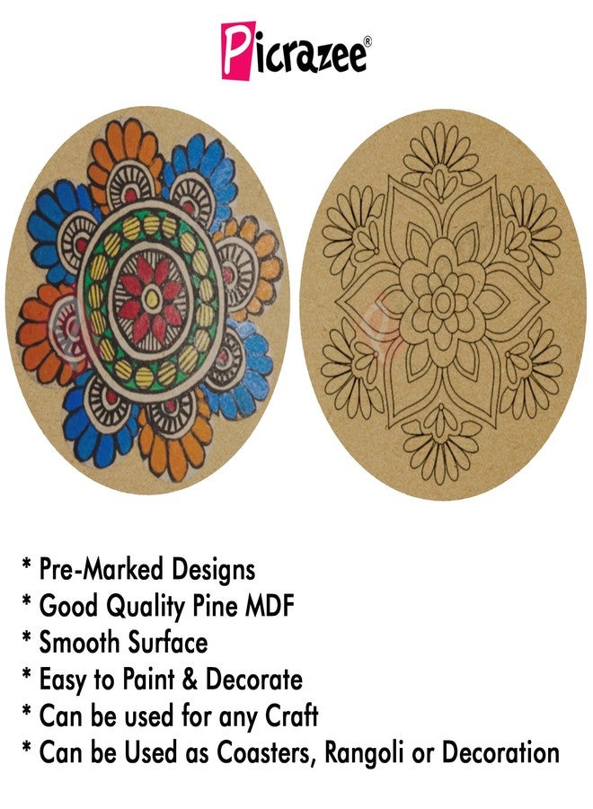 PICRAZEE DIY Engineered Pine MDF Pre-Marked 12 Round Plates Size 4x4 inch and 5.5 mm Thickness- Ideal for Art and Craft, Resin Art, Decoupage, and DIY Projects - Image 3