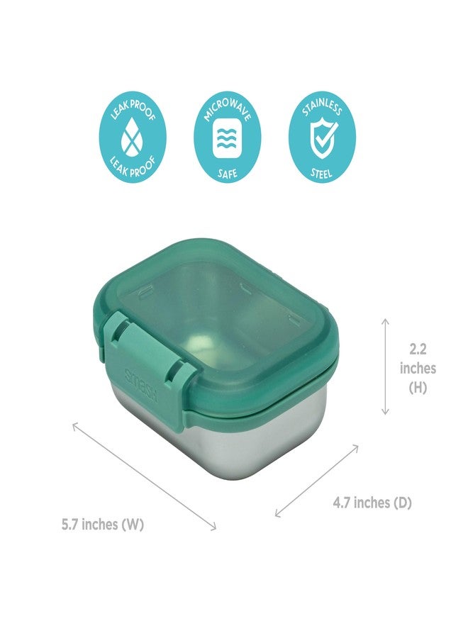 Smash 19 oz / 550ml Microwave Safe Stainless Steel Snack Box with Sage Hinged Lid - Leak-Proof Clip Closure, Silicone Seal, BPA Free - Image 4
