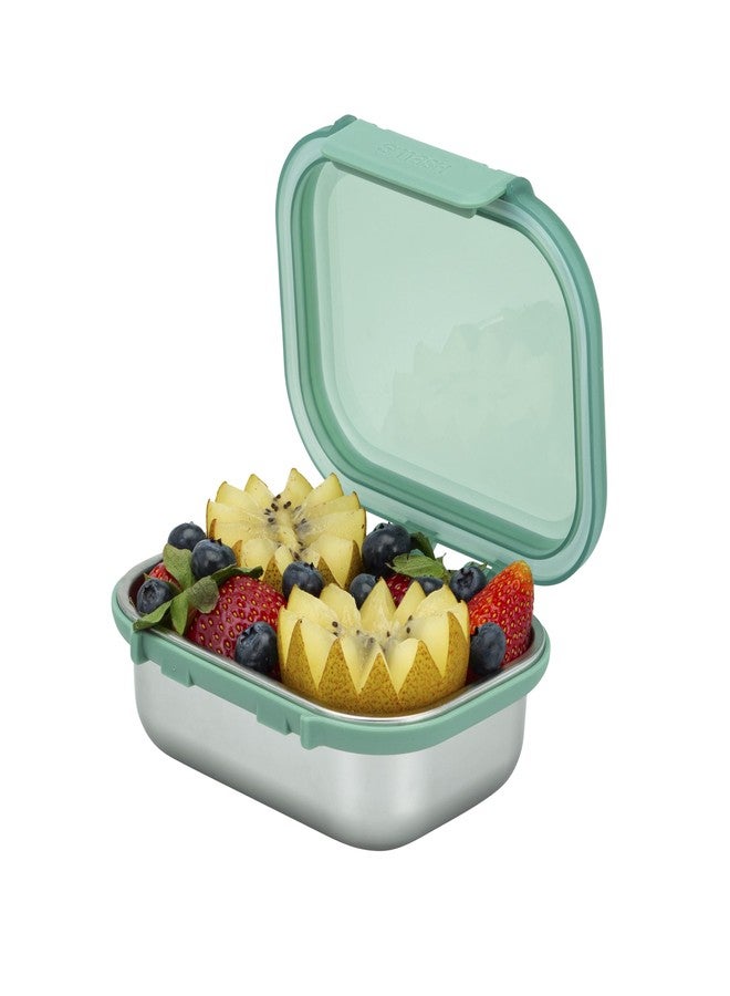 Smash 19 oz / 550ml Microwave Safe Stainless Steel Snack Box with Sage Hinged Lid - Leak-Proof Clip Closure, Silicone Seal, BPA Free - Image 1