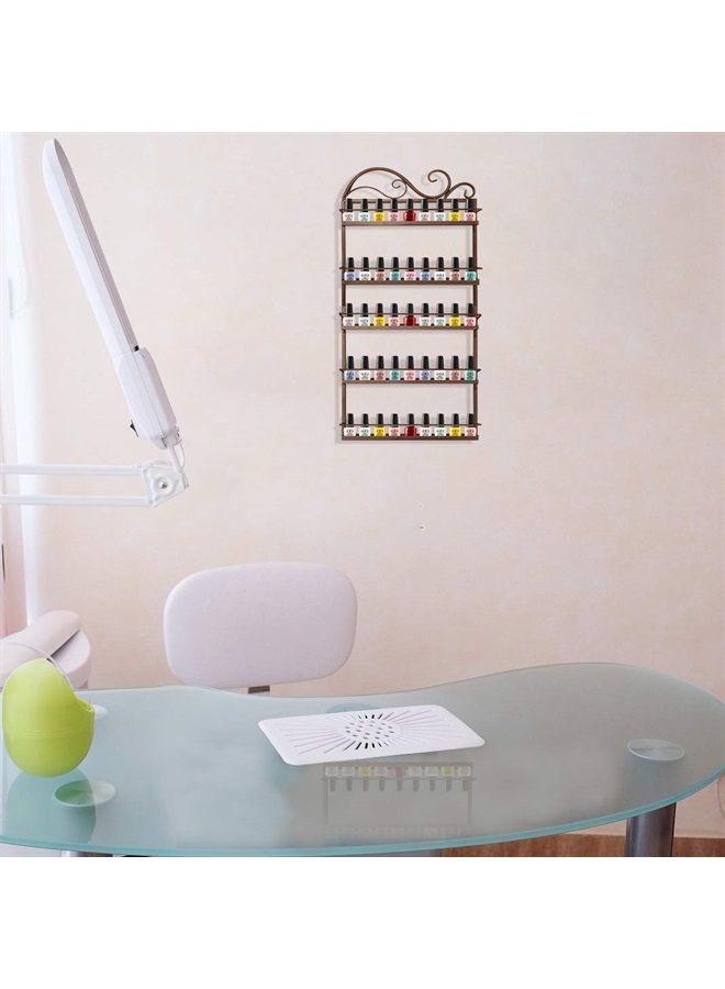 ERYTLLY Wall Mounted Nail Polish Rack, Nail Polish Holder Stand, Rectangle Nail Polish Storage Organizer, Salon Nail Polish Shelf Organizer (Brown- 1 Pack) - Image 2