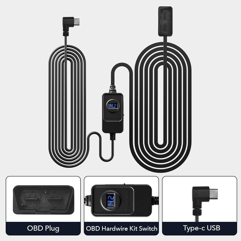 REDTIGER Dash Cam OBD Hardwire Kit Power Cable Type USB C Port,10FT 12V-24V to 5V,for Dash Camera, Low Voltage Protection - Image 5