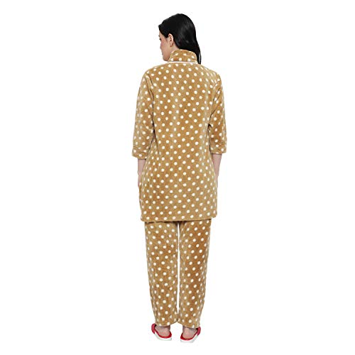CIERGE Women's Dot Woolen Full Sleeve Night Pajama Set (Camel), Free Size - Image 5
