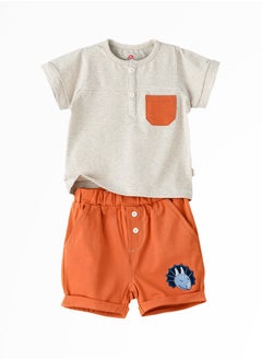 Elegant Kids Tiny Trendsetter: Boys' Cool Cotton Tee & Shorts Set | Playful Styles & Breezy Comfort  - Image 1