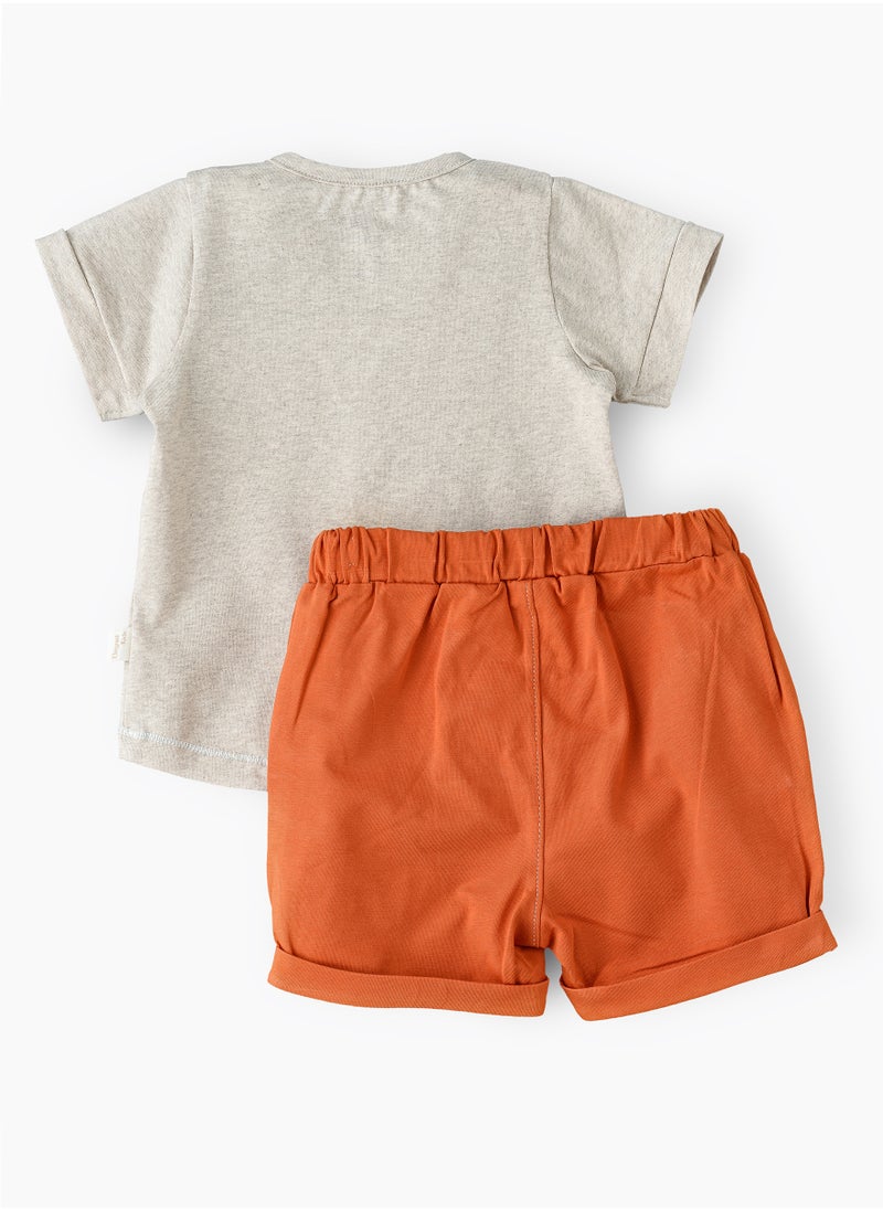 Elegant Kids - Tiny Trendsetter: Boys' Cool Cotton Tee & Shorts Set | Playful Styles & Breezy Comfort - Image 1
