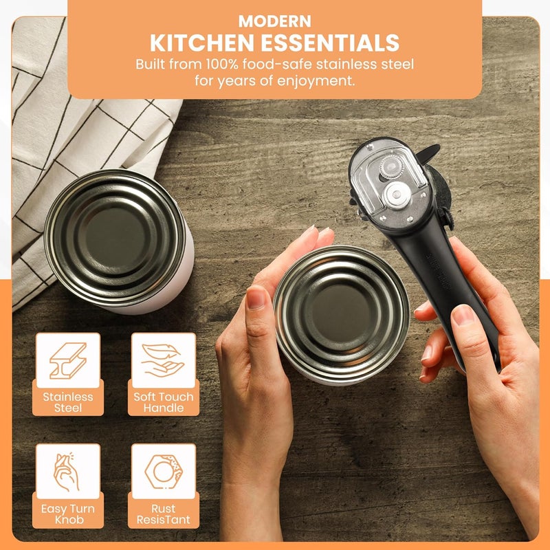 Bellemain Stainless Steel Can Opener – Manual Can Opener For seniors - Ergonomic Smooth edge Can Opener Hand Held Heavy Duty – Easy to use can opener safe cut - Image 5