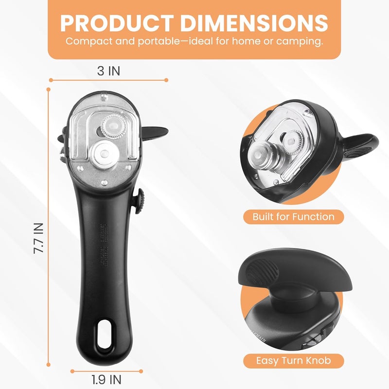 Bellemain Stainless Steel Can Opener – Manual Can Opener For seniors - Ergonomic Smooth edge Can Opener Hand Held Heavy Duty – Easy to use can opener safe cut - Image 4