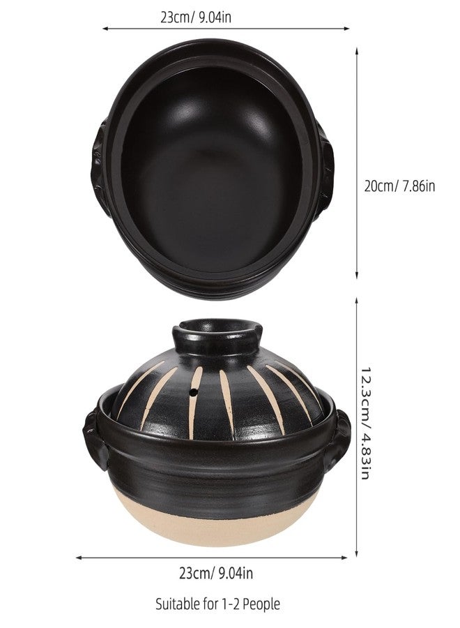 Vaguelly Japanese Donabe Ceramic Hot Pot: Casserole Earthenware Clay Pot Japanese Cooking Donabe Ceramic Casserole Pot Stock Pot Soup Pot Clay Cooking Pot for Shabu Shabu - Image 4