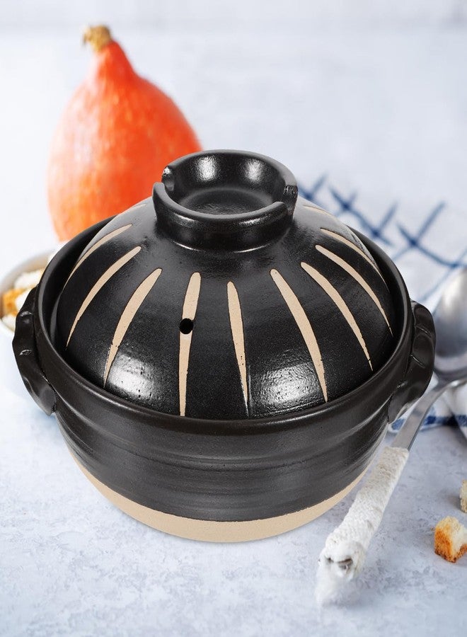 Vaguelly Japanese Donabe Ceramic Hot Pot: Casserole Earthenware Clay Pot Japanese Cooking Donabe Ceramic Casserole Pot Stock Pot Soup Pot Clay Cooking Pot for Shabu Shabu - Image 2