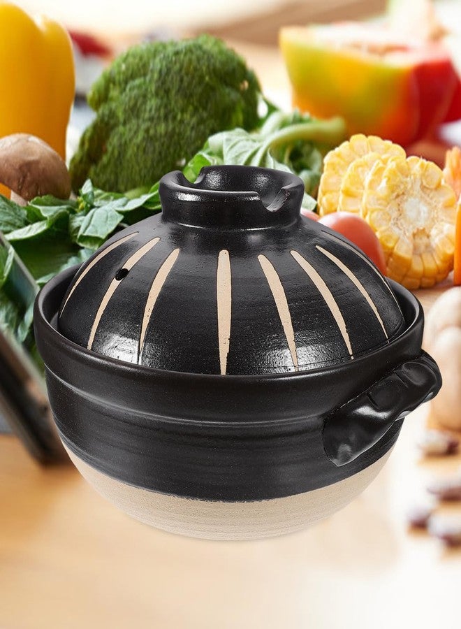 Vaguelly Japanese Donabe Ceramic Hot Pot: Casserole Earthenware Clay Pot Japanese Cooking Donabe Ceramic Casserole Pot Stock Pot Soup Pot Clay Cooking Pot for Shabu Shabu - Image 3