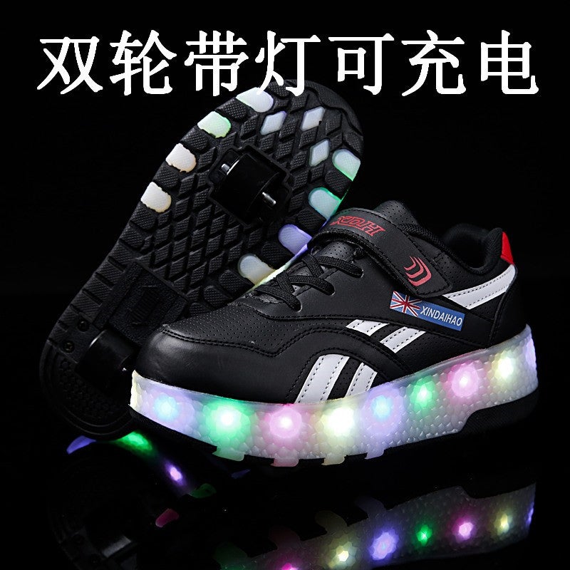 Children'S Double-Wheel Usb Rechargeable Roller Shoes, Usb Roller Shoes For Boys And Girls, Wheeled Shoes For Outdoor Use - Image 5