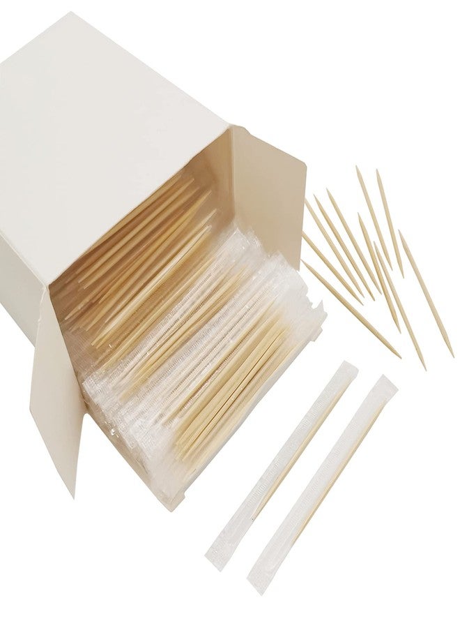 BLUETOP BLUE TOP Wood Bamboo Individually Cello Wrapped Toothpicks 2.5Inch Pack 1000 High-class Appetizer Picks Sturdy Food Pick for Appetizers Cocktails Fruit Olive picks. - Image 1
