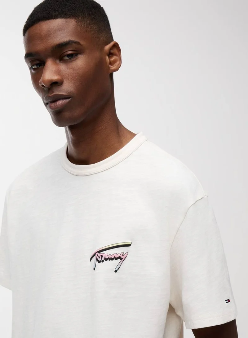 Tommy Jeans Ancient White Back Graphic Textured Relaxed T-Shirt for Men | Best Price UAE