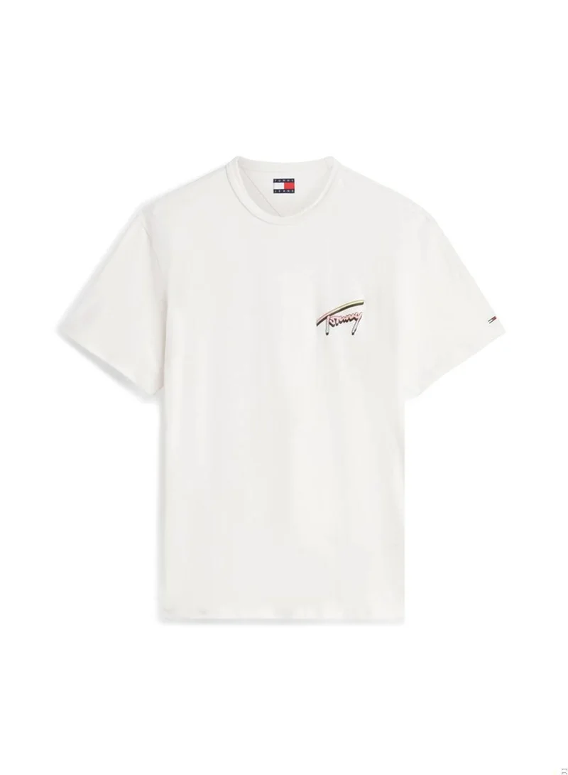 Tommy Jeans Ancient White Back Graphic Textured Relaxed T-Shirt for Men | Best Price UAE