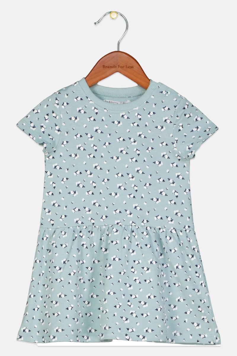 Sinsay Toddlers Girl Floral Print Dress, Light Blue/White  - Image 1