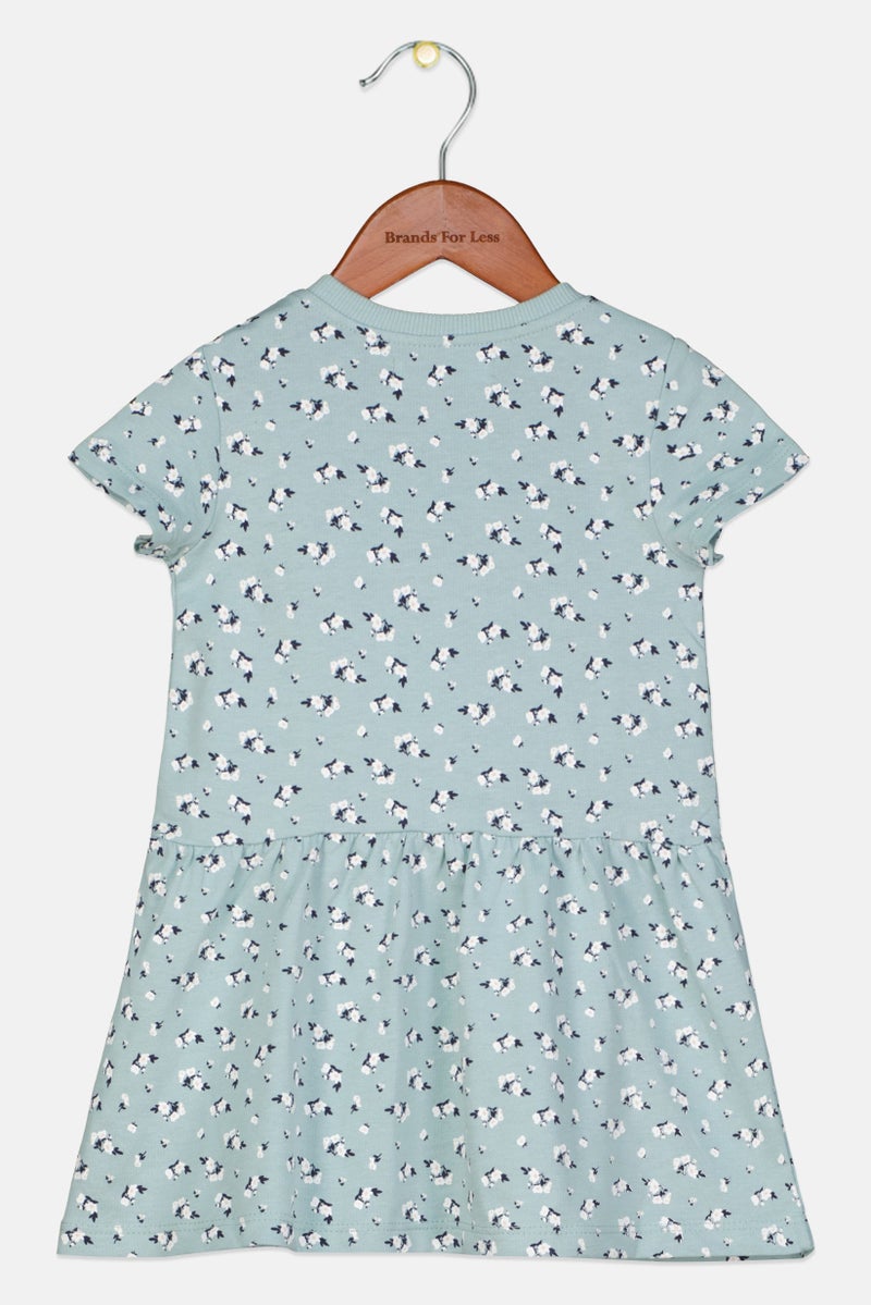 Sinsay Toddlers Girl Floral Print Dress, Light Blue/White  - Image 2
