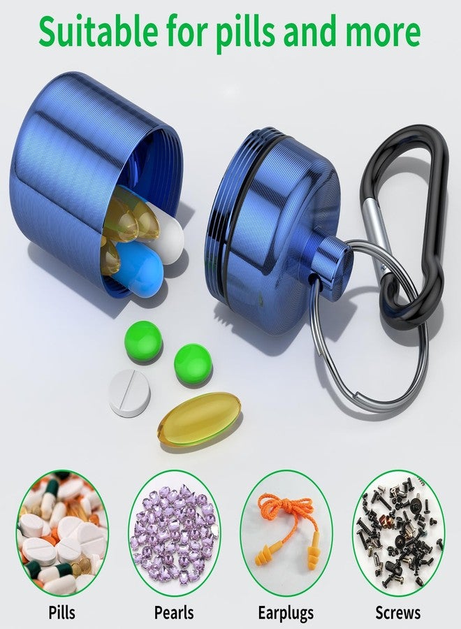 Urekt Small Pill Case, (3 Pack) Keychain Pill Holder with Strong Carabiners Portable Waterproof Travel Pill Container Metal Pill Case Bottle with Keyring for Outdoor Camping Travel - Image 3