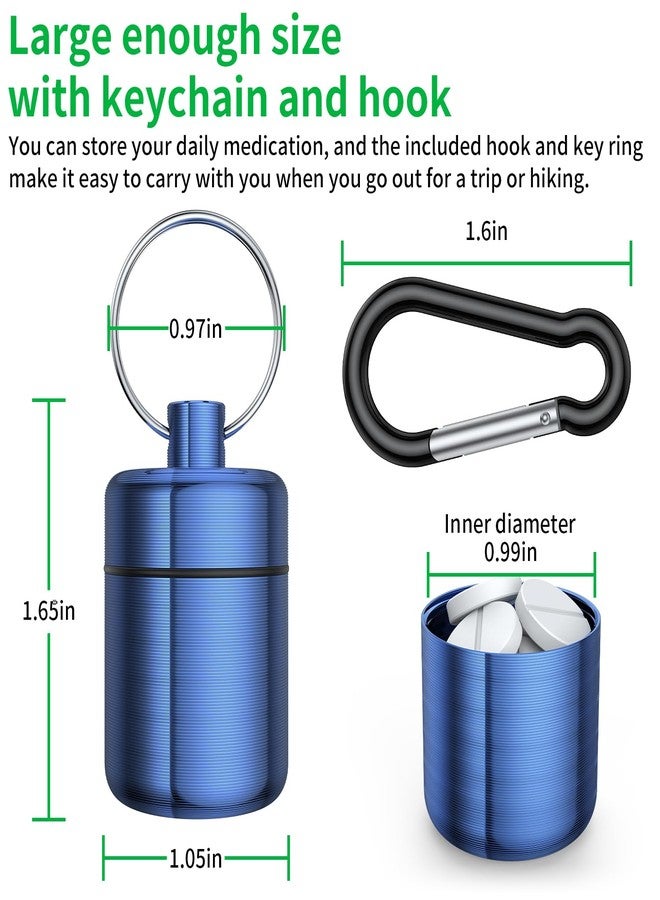 Urekt Small Pill Case, (3 Pack) Keychain Pill Holder with Strong Carabiners Portable Waterproof Travel Pill Container Metal Pill Case Bottle with Keyring for Outdoor Camping Travel - Image 2