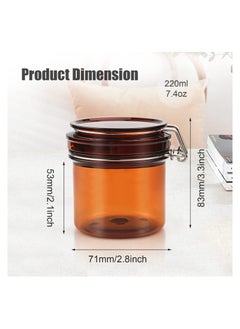 KASTWAVE Storage Jar, 3 Pack 220ml Amber Storage Jar, Plastic Sealed Container, Wide Mouth Refillable Bottle Pot, with Rotating Buckle Airtight Lid, for Facial Mask Cosmetic Spices Candy Tea Coffee Bean  - Image 5