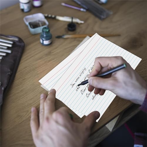 KTFNOMES Index Cards 5x8, White Ruled Index Cards, Flash Cards for Studying, File Note, Flash, Study Cards, 100 Pcs Lined Index Flashcards for Office and School Supplies - Image 5