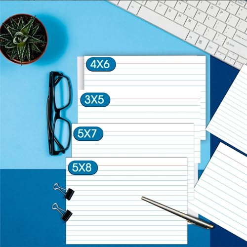 KTFNOMES Index Cards 5x8, White Ruled Index Cards, Flash Cards for Studying, File Note, Flash, Study Cards, 100 Pcs Lined Index Flashcards for Office and School Supplies - Image 4