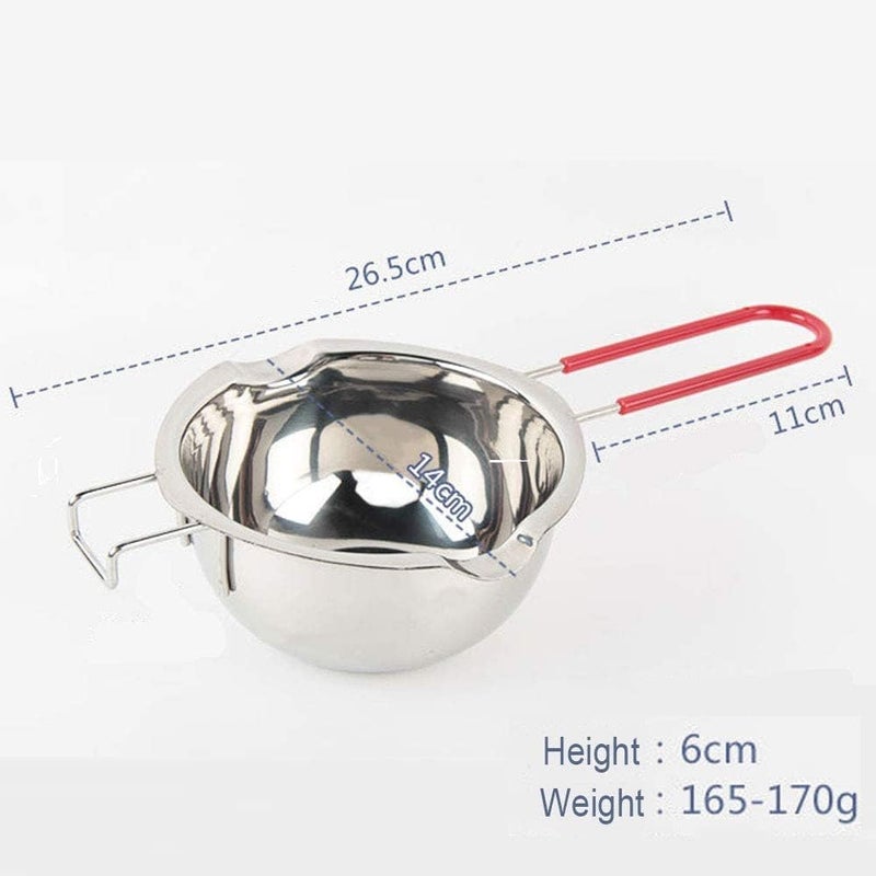 QLESHINING Chocolate Melting Pot 12oz(400ml), 18/8 Stainless Steel Universal Double Boiler Spouts, Heat-Resistant Handle, Flat Bottom, Butter Chocolate Cheese Caramel Soap Candle Making Wax Melting - Image 2