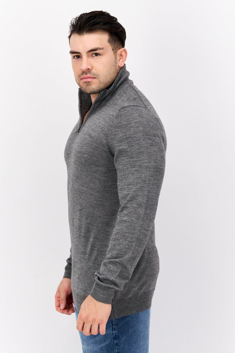 Lyle & Scott Men High Neck Textured Long Sleeves Sweater, Grey - Image 3