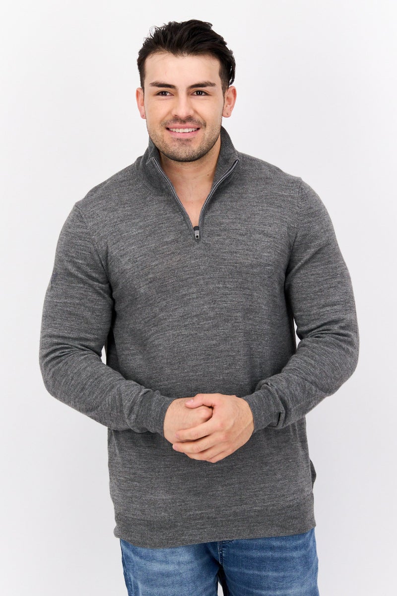 Lyle & Scott Men High Neck Textured Long Sleeves Sweater, Grey - Image 1