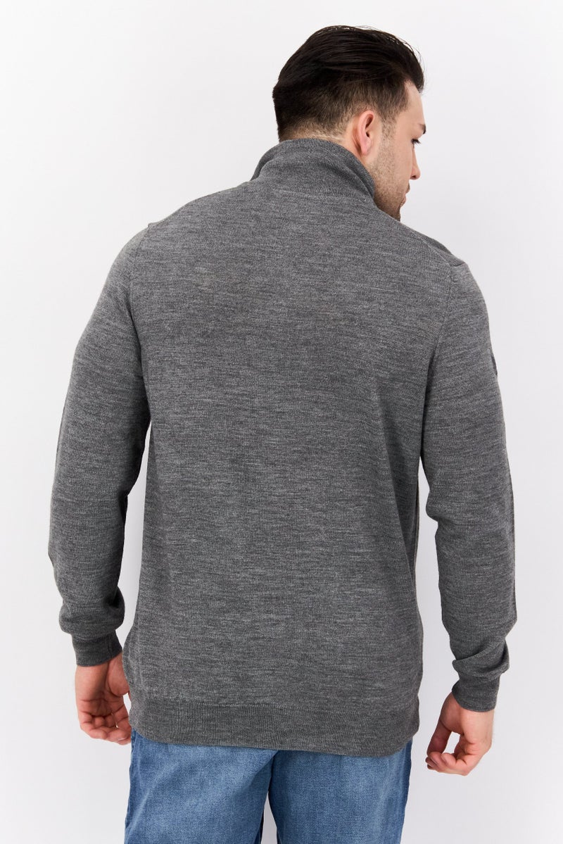 Lyle & Scott Men High Neck Textured Long Sleeves Sweater, Grey - Image 2