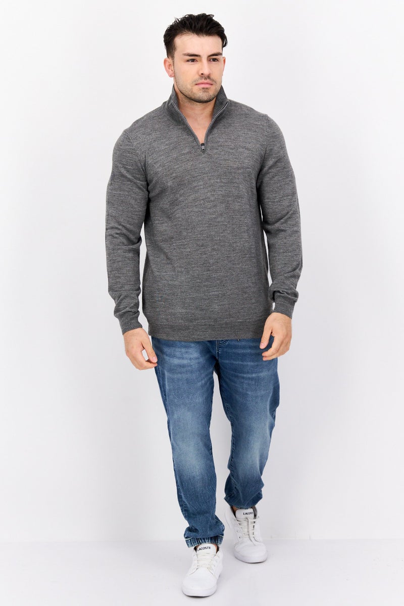 Lyle & Scott Men High Neck Textured Long Sleeves Sweater, Grey - Image 4