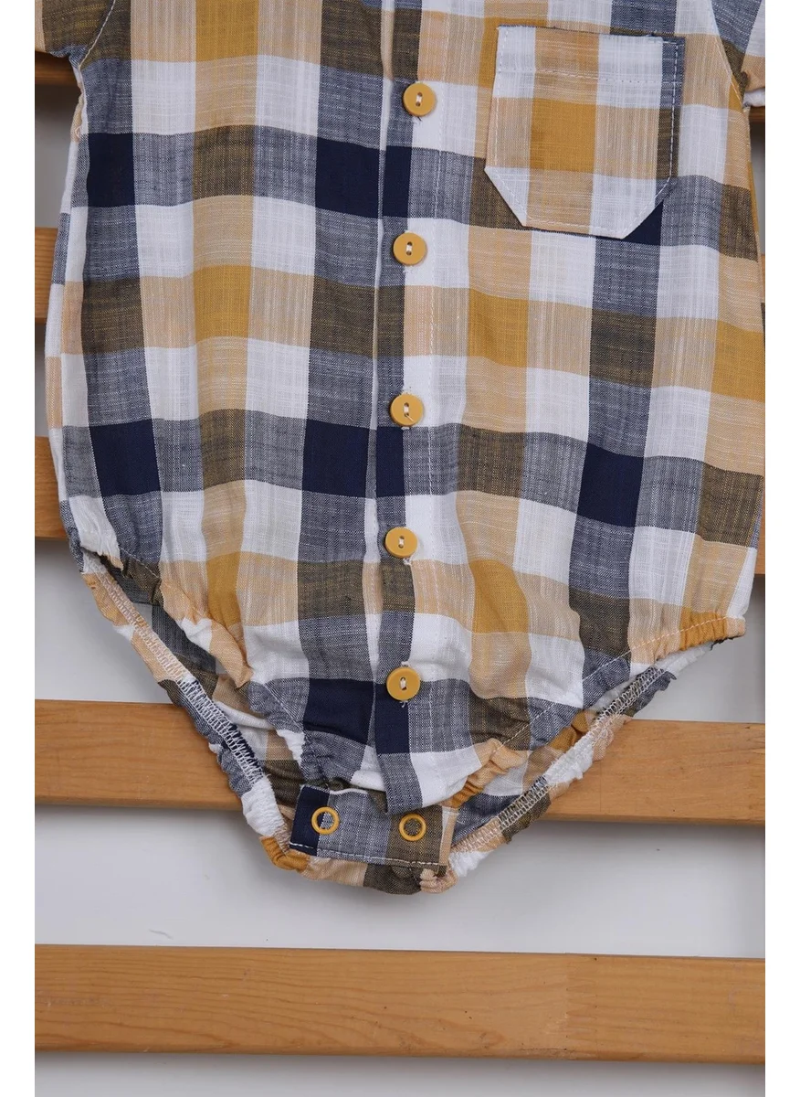Pino Baby Short Sleeve Poplin Fabric Men's Square Shirt Snap Button Top 3503M
