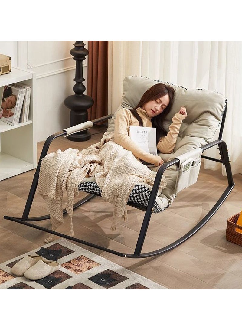 YQbest Upholstered Rocking Chair Oversized, Indoor Rocker Chair with Footrest and Detachable Padded Cushion&Metal Frame,Floor Chair Lazy Sofa Chair Lounge Chair for Balcony,Garden,Backyard,Grey - Image 1