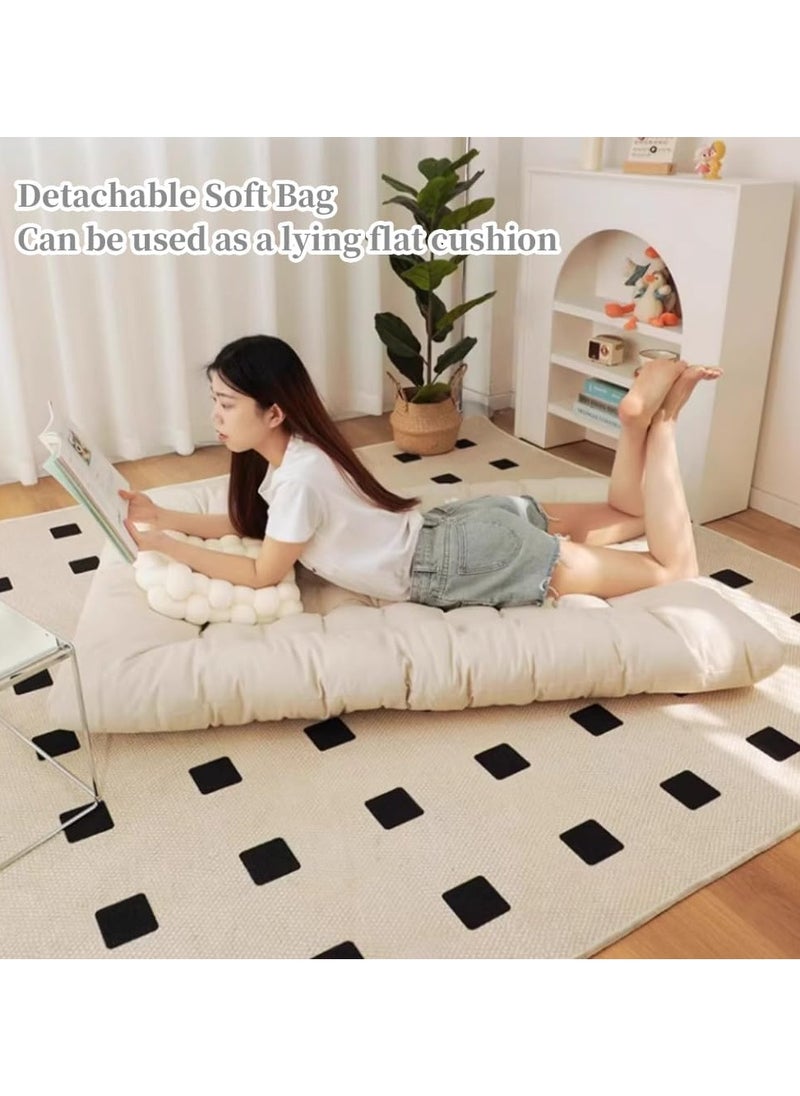 YQbest Upholstered Rocking Chair Oversized, Indoor Rocker Chair with Footrest and Detachable Padded Cushion&Metal Frame,Floor Chair Lazy Sofa Chair Lounge Chair for Balcony,Garden,Backyard,Grey  - Image 4