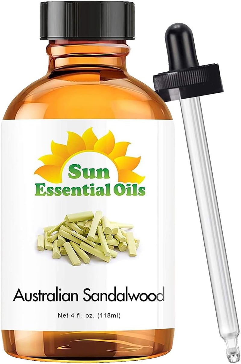 Sun Essential Oils 4 oz Australian Sandalwood Essential Oil with Dropper for Aromatherapy and DIY Projects - Image 1