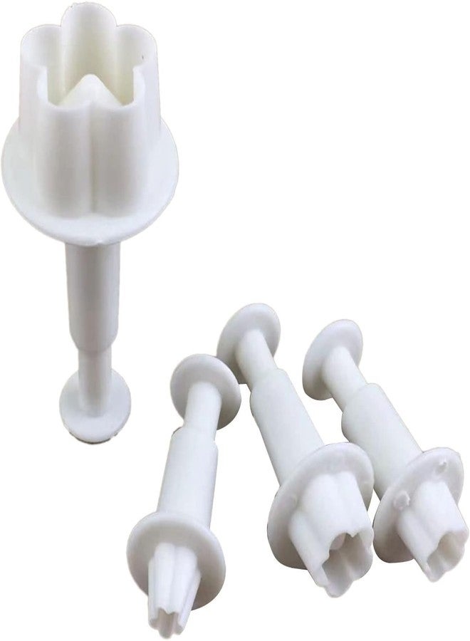 Weicoca 4 Pcs Flower Plunger Cookie Cutter, Small DIY Fondant Cake Mold, BPA-Free Plastic Blossom Flower Cake Fondant Mold, Baking Accessories Fondant Cutter Plunger Shapes Set Sculpting Tools - Image 1