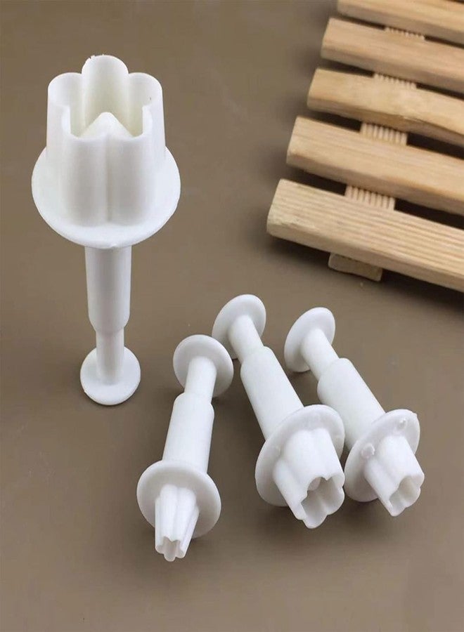 Weicoca 4 Pcs Flower Plunger Cookie Cutter, Small DIY Fondant Cake Mold, BPA-Free Plastic Blossom Flower Cake Fondant Mold, Baking Accessories Fondant Cutter Plunger Shapes Set Sculpting Tools - Image 5