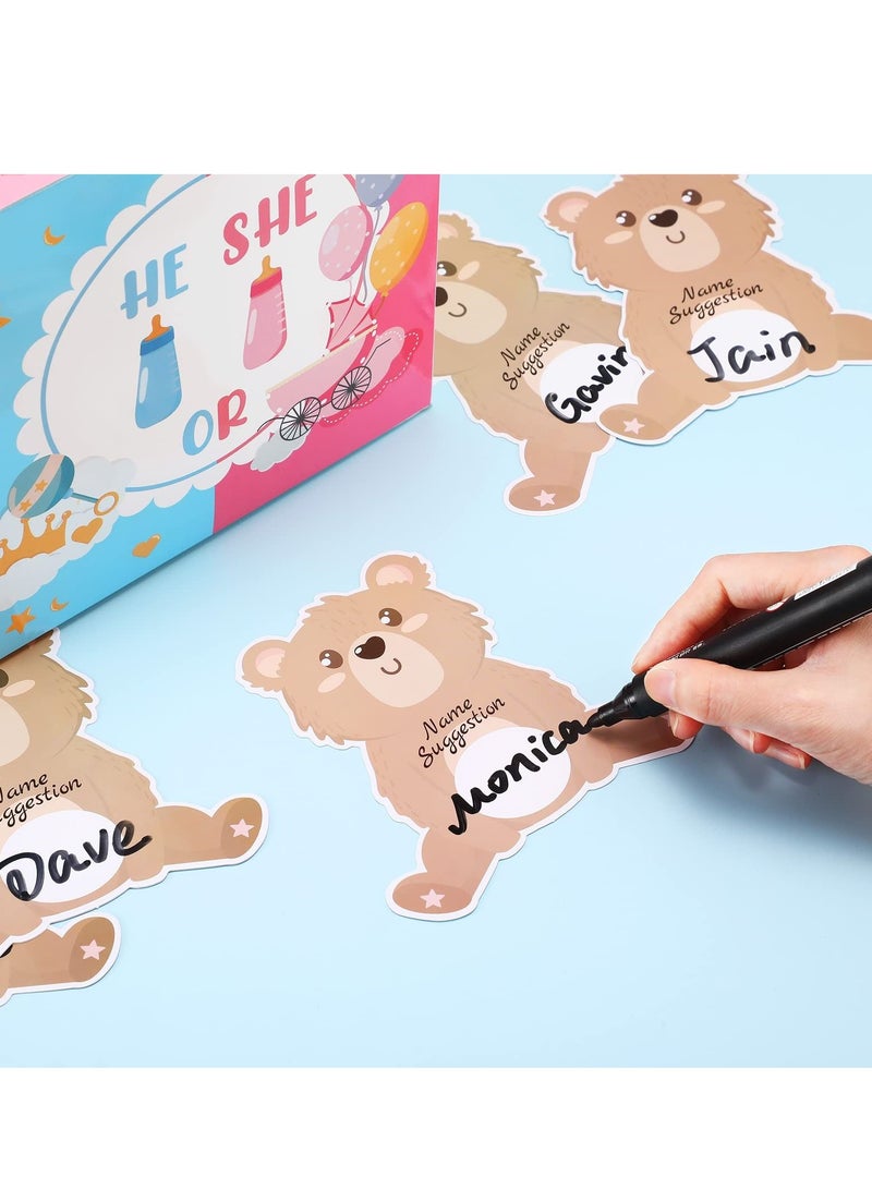 NIBEMINENT Voting Game Box, with 60 Pieces Baby Gender Reveal Bear Ballot Cards, Shower Design Box Party Invitations and Games Boy or Girl Supplies (Pink, Blue) - Image 3