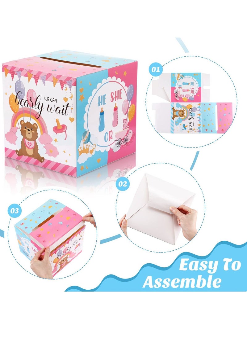 NIBEMINENT Voting Game Box, with 60 Pieces Baby Gender Reveal Bear Ballot Cards, Shower Design Box Party Invitations and Games Boy or Girl Supplies (Pink, Blue) - Image 5