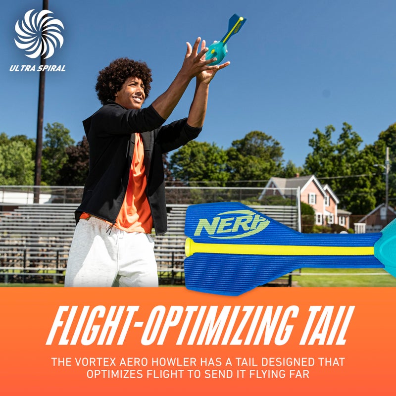 Nerf Vortex Aero Howler Neon Foam Ball, Classic Long-Distance Football, Flight-Optimizing Tail, Whistling Sound, Indoor & Outdoor Fun (Amazon Exclusive) - Image 3