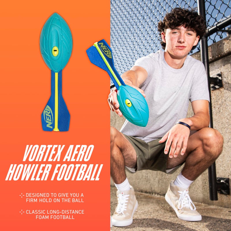 Nerf Vortex Aero Howler Neon Foam Ball, Classic Long-Distance Football, Flight-Optimizing Tail, Whistling Sound, Indoor & Outdoor Fun (Amazon Exclusive) - Image 2