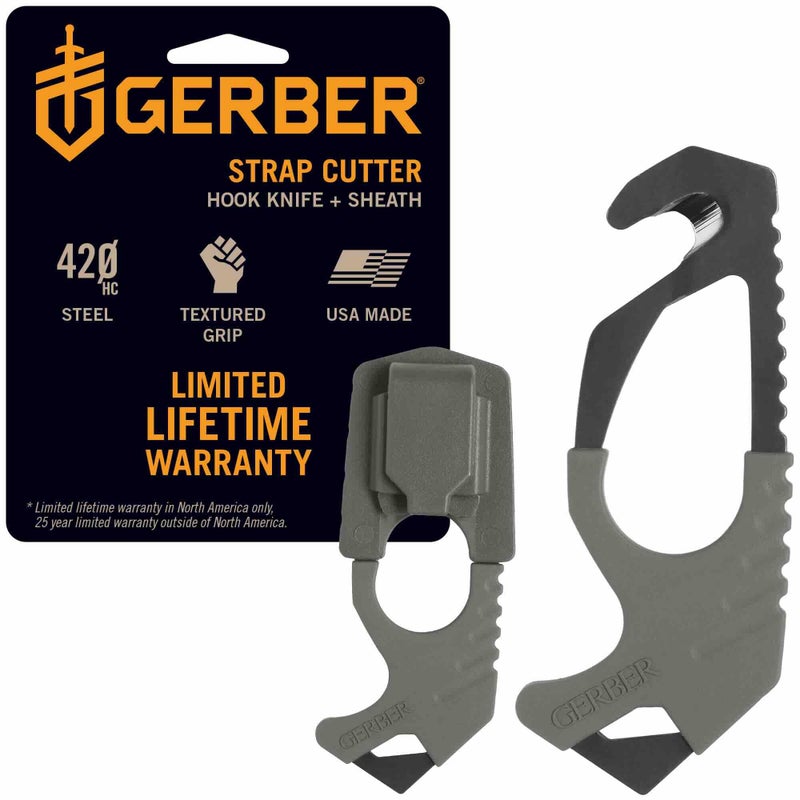 Gerber Gear Seatbelt Strap Cutter Escape Tool with Lanyard Hole and Glass Breaker, Made in USA, Green, 5 x 2.5 x 1 inches Pocket Size - Image 1