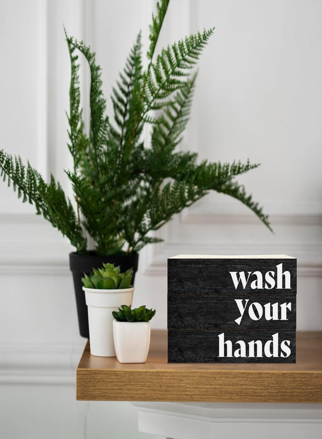 BXVRT Decorative Book Stack for Bathroom, Retro Tiered Tray, Wash Your Hands Wooden Book Decor for Home Office Restroom Washroom Toilet Bathtub Shelf, Farmhouse Bathroom Stacked Books Set -12 - Image 3