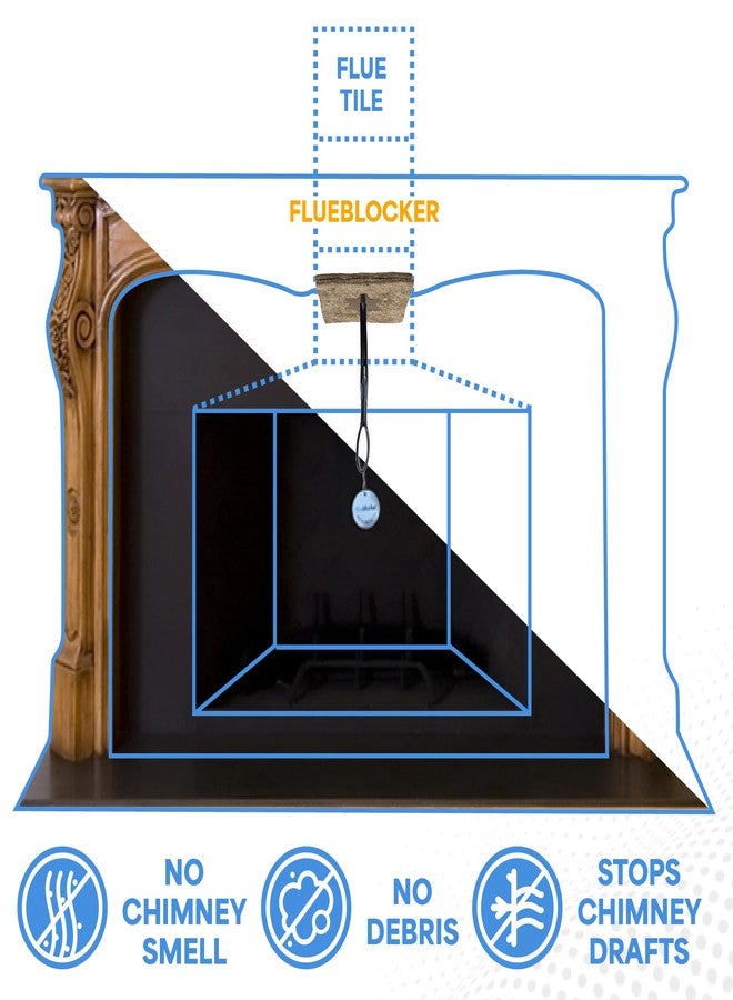 Flueblocker مانع تسرب لمدخنة مقاس 11 × 19 بوصة - سدادة بديلة لسدادة سحب الهواء في مدفأة Chimney Sheep - أفضل من الوسادة أو البالون القابل للنفخ - يوفر الطاقة ويمنع الروائح والحطام - Image 3