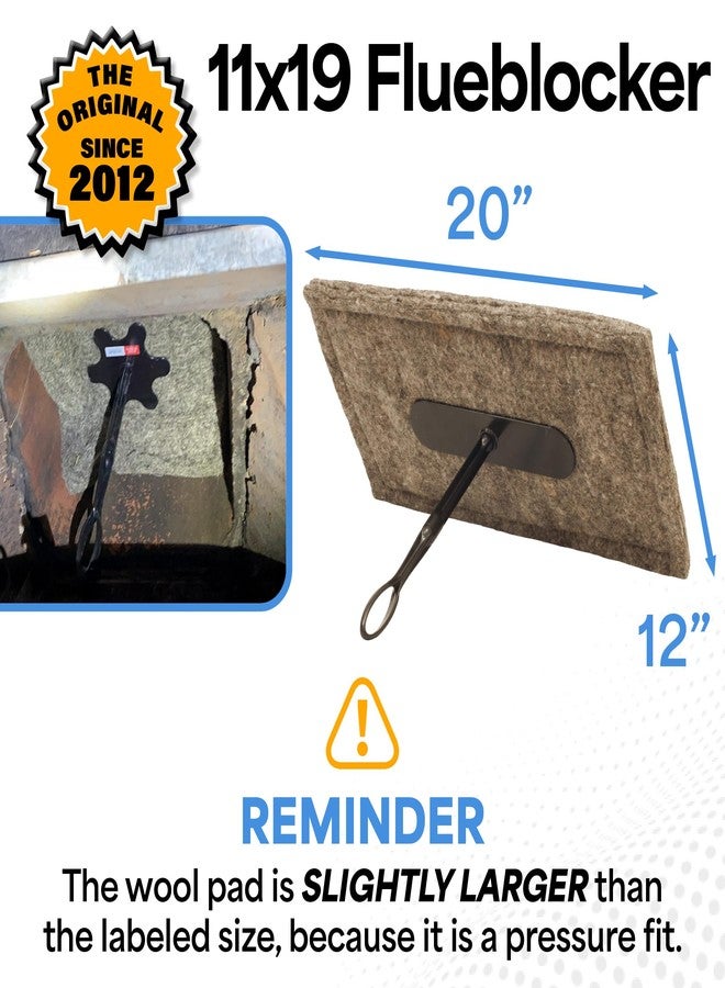 Flueblocker مانع تسرب لمدخنة مقاس 11 × 19 بوصة - سدادة بديلة لسدادة سحب الهواء في مدفأة Chimney Sheep - أفضل من الوسادة أو البالون القابل للنفخ - يوفر الطاقة ويمنع الروائح والحطام - Image 2