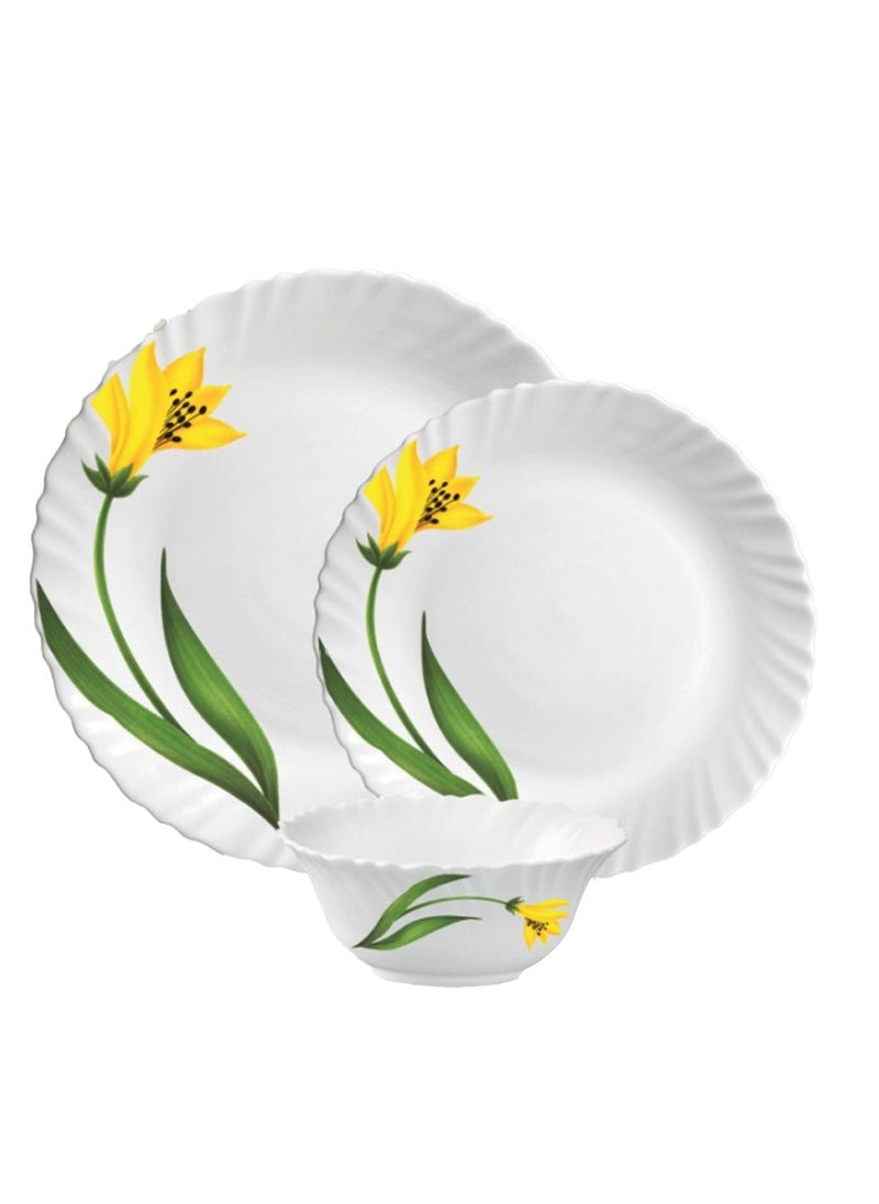 Laopala LaOpala Classic 38 Pcs Dinner Sets Glass Material  Plates Canary Arch Dinner Set Microwave Safe & Dishwasher Safe Minimalist Style Lightweight Bowls, Cups, Plates Set-Reusable  - Image 1