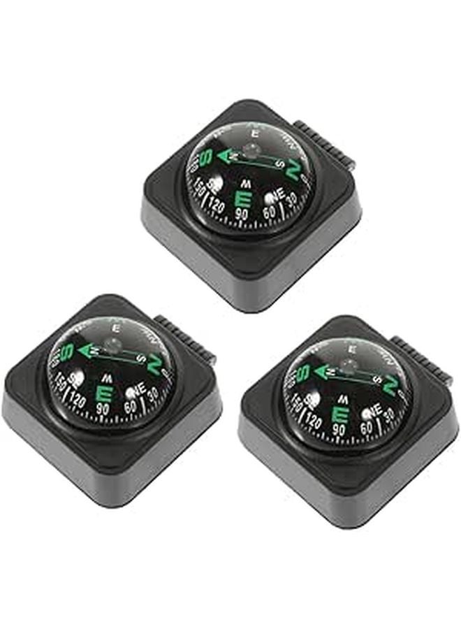 3Pcs Black Adjustable Vehicle Compass for Car Boat Motorcycle Dashboard Navigation - Image 1